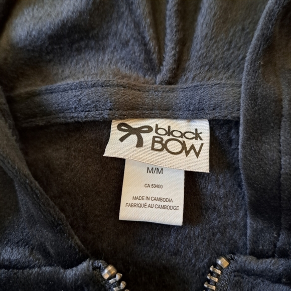 Black Bow 2 Piece Set Joggers Hoodie Velour Size Medium Black Track Suit - Picture 3 of 14